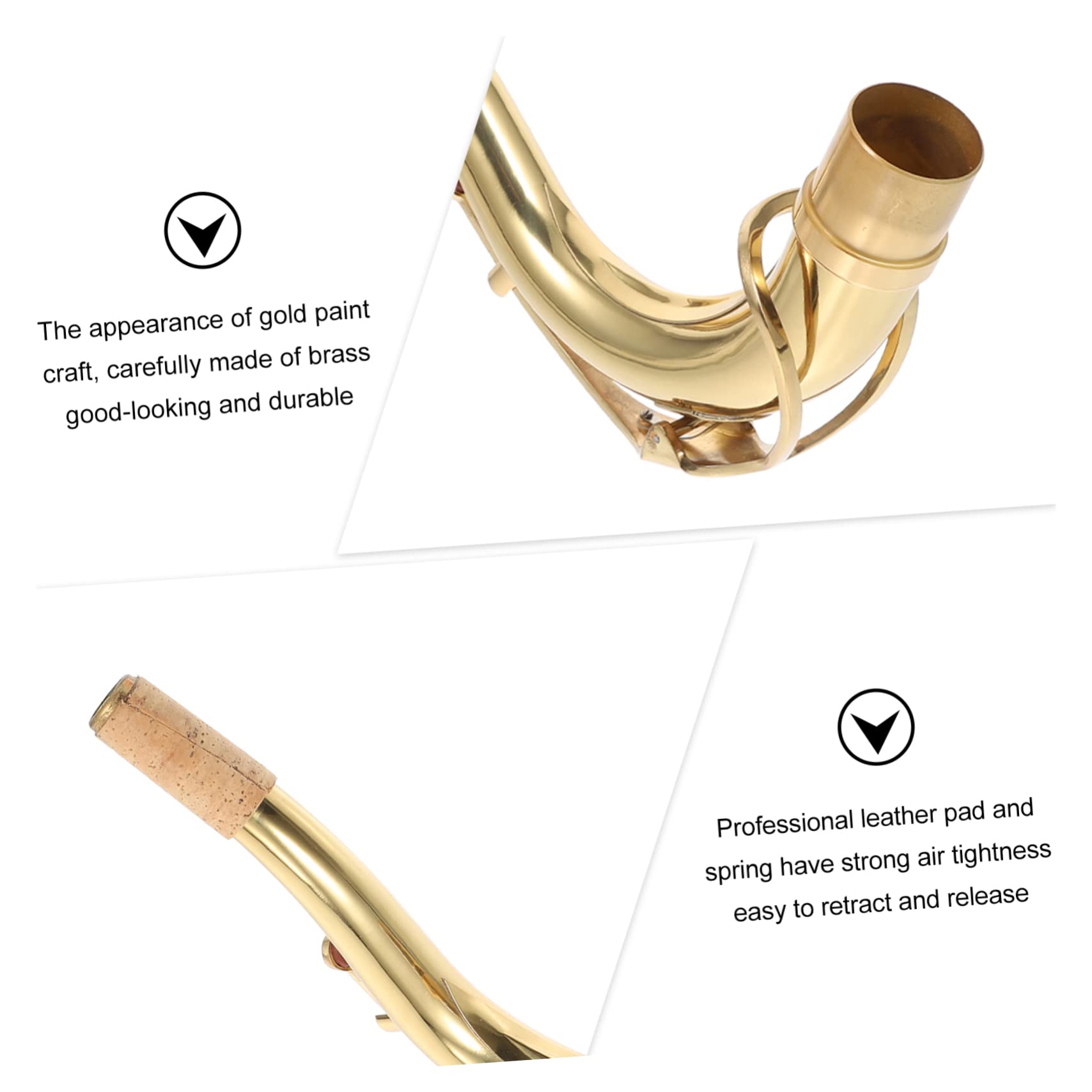 Collo Curvo per Sassofono 1 Pezzo in Ottone Oro, Ricambio | Tubo di Cambio Suono, Accessorio per Strumenti Musicali, Regolazione Pratica per Professionisti e Amatori