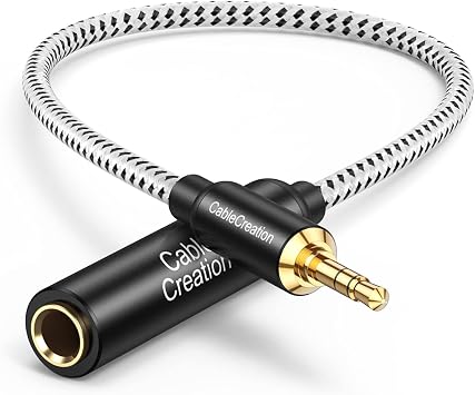 CableCreation 1/4 to 3.5mm Adapter, 0.7m / 2.3ft TRS 6.35mm Female to 3.5mm Male Headphone Adapter, Stereo Audio Cable Adapter for Amplifier, Guitar, Headphone, Home Theater Devices, Laptop, Phone