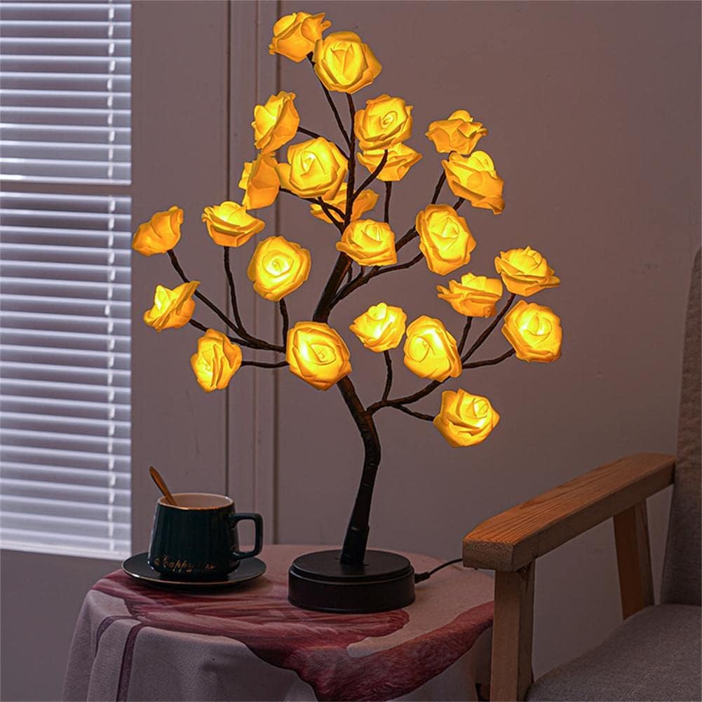 Rose Tree Lamp, Warm White Table Lamp, Flower Lamp Girls Gift for Mother's Day, Lighted Tabletop Tree for Christmas Valentine's Day Wedding Decor