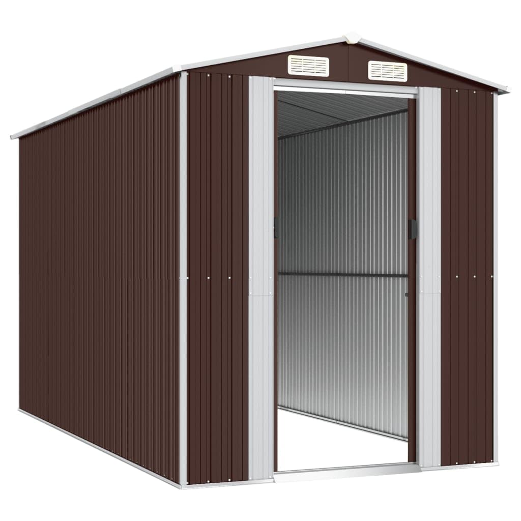 Générique Abri de Jardin Marron foncé 192x357x223 cm Acier galvanisé,Maison & Jardin,Pelouses & Jardins,Vie en extérieur,Structures extérieures,Cabanes & abris de Jardin,3147462