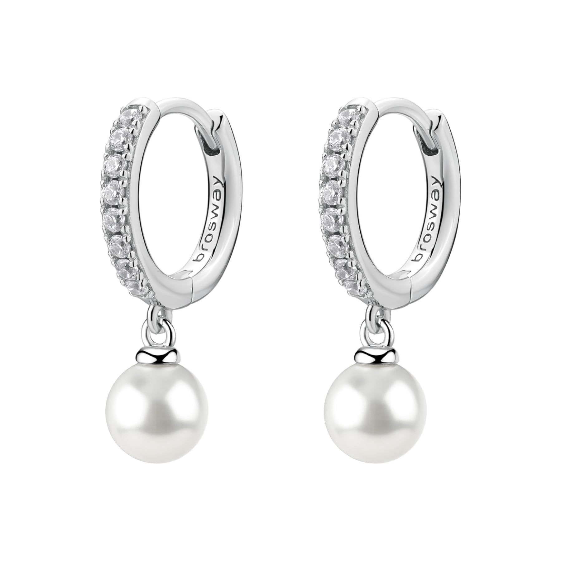 Brosway Orecchini Donna a Cerchio in Argento | Orecchini A Cerchio Con Infinite White","perle | Collezione FANCY - FIW144