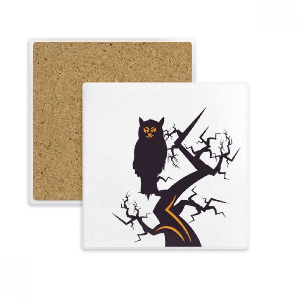 Coaster Tasse Porte Absorbent en Pierre Halloween Hibou pour Verres