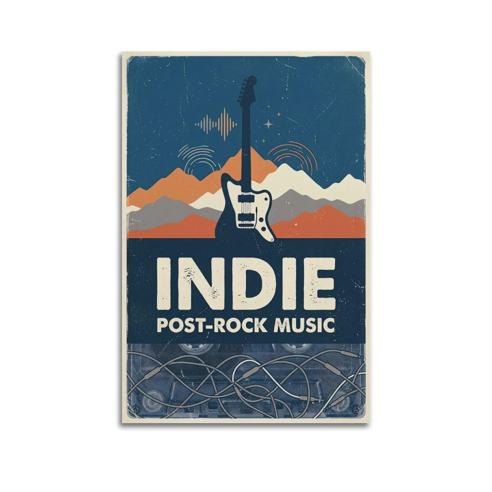 OKNGB Vintage Grunge Gig Style Post-Rock Poster Guitar Cassette Decorative Painting Canvas Art Picture 16x24inch(40x60cm)