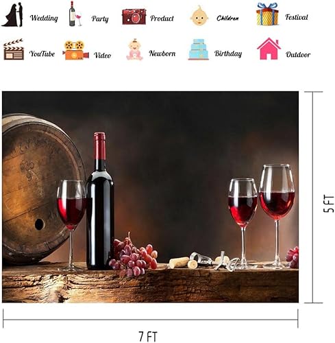 Fondo de vino de 7x5 pies de viñedo francés bodega barril de madera de vidrio banner decoración fondo para estudio de fotografía accesorios