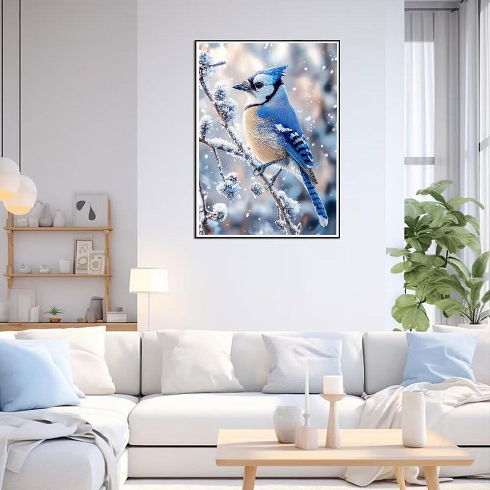 Diamentowe zestawy artystyczne, pełne wiercenie dla dorosłych, niebieski ptak, śnieg, zestaw do malowania diamentami dla dzieci, DIY, pełne wiercenie, kryształ, haft, rzemiosło, poprawa umiejętności