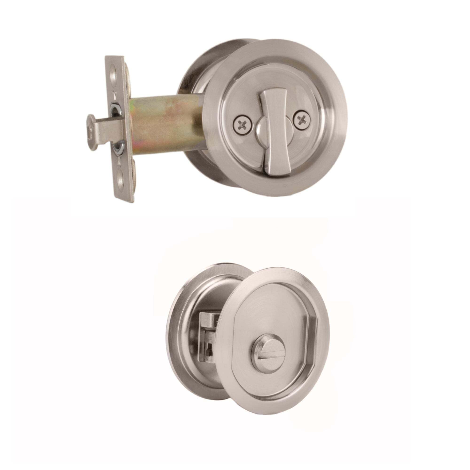 Weslock 00677XNXN Round Privacy Pocket Door Lock Satin Nickel