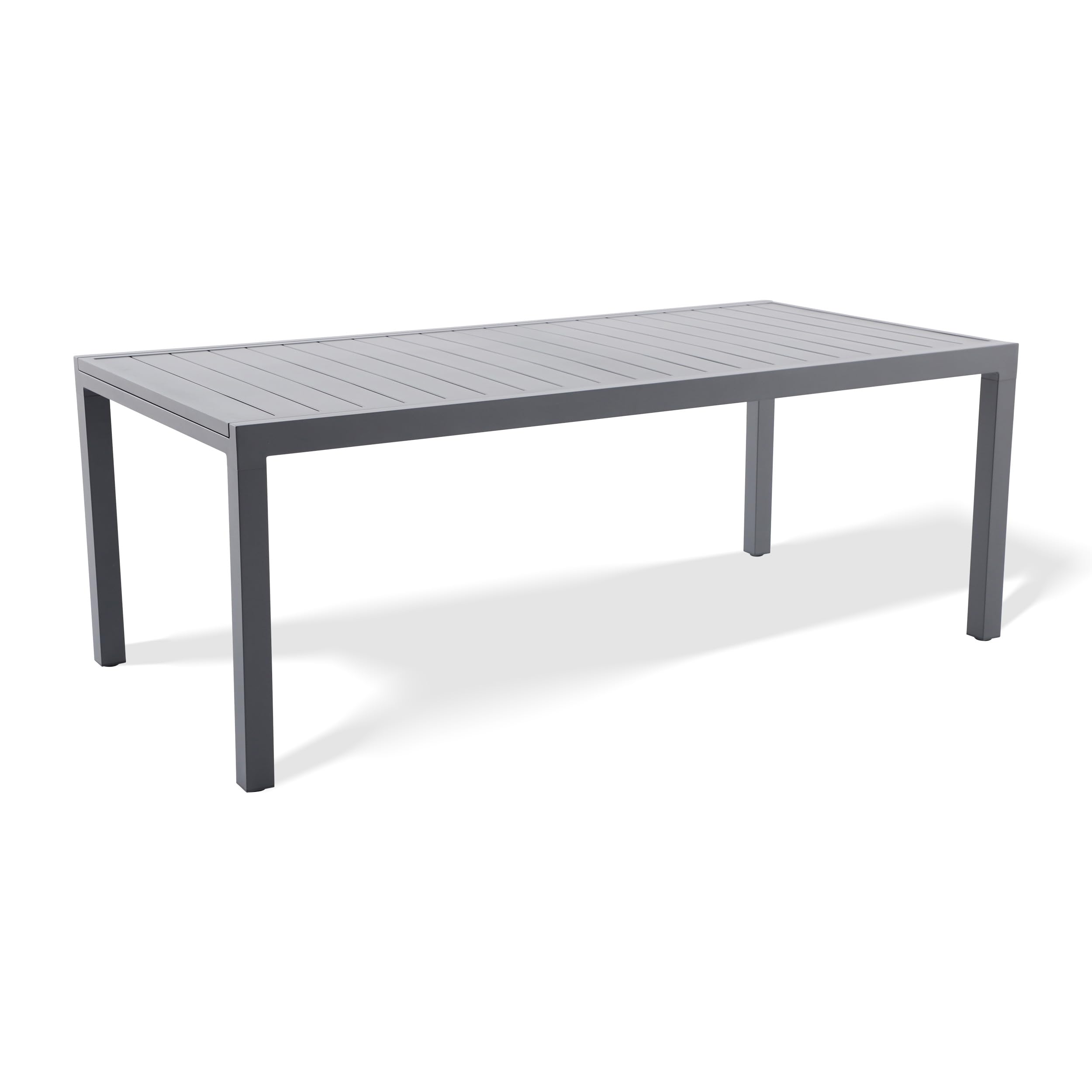 KHG Gartentisch ausziehbar Grau, Ausziehtisch aus Eisen-Gestell und Aluminium Tischplatte für 10 Personen, wetterfest UV-beständig, 100x75x203-320 cm