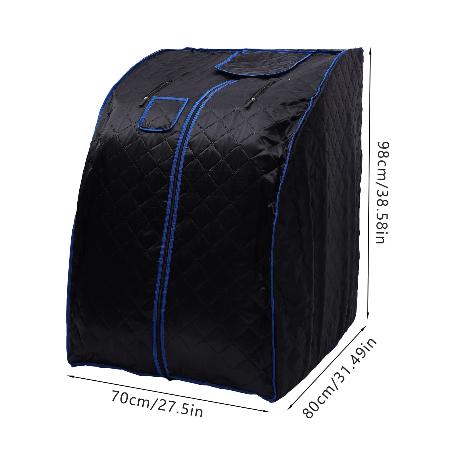 Sauna de infrarrojos de 750 W, sauna casera, temperatura y tiempo ajustables, cabina de calor plegable Spa, incluye accesorios, sauna de vapor portátil (negro)