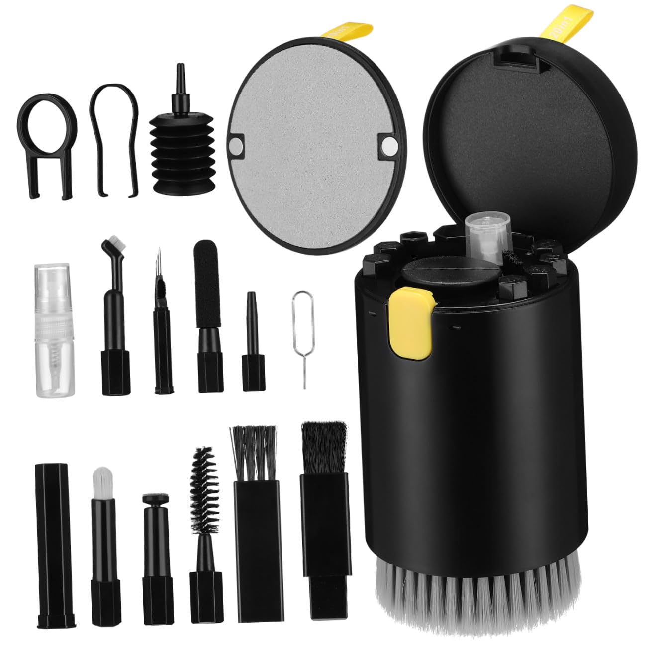 Happyyami Kit De Limpieza para Portátiles Limpiador De Teclado y Auriculares Herramienta De Limpieza De Lentes De Cámara para Dispositivos Electrónicos Negro