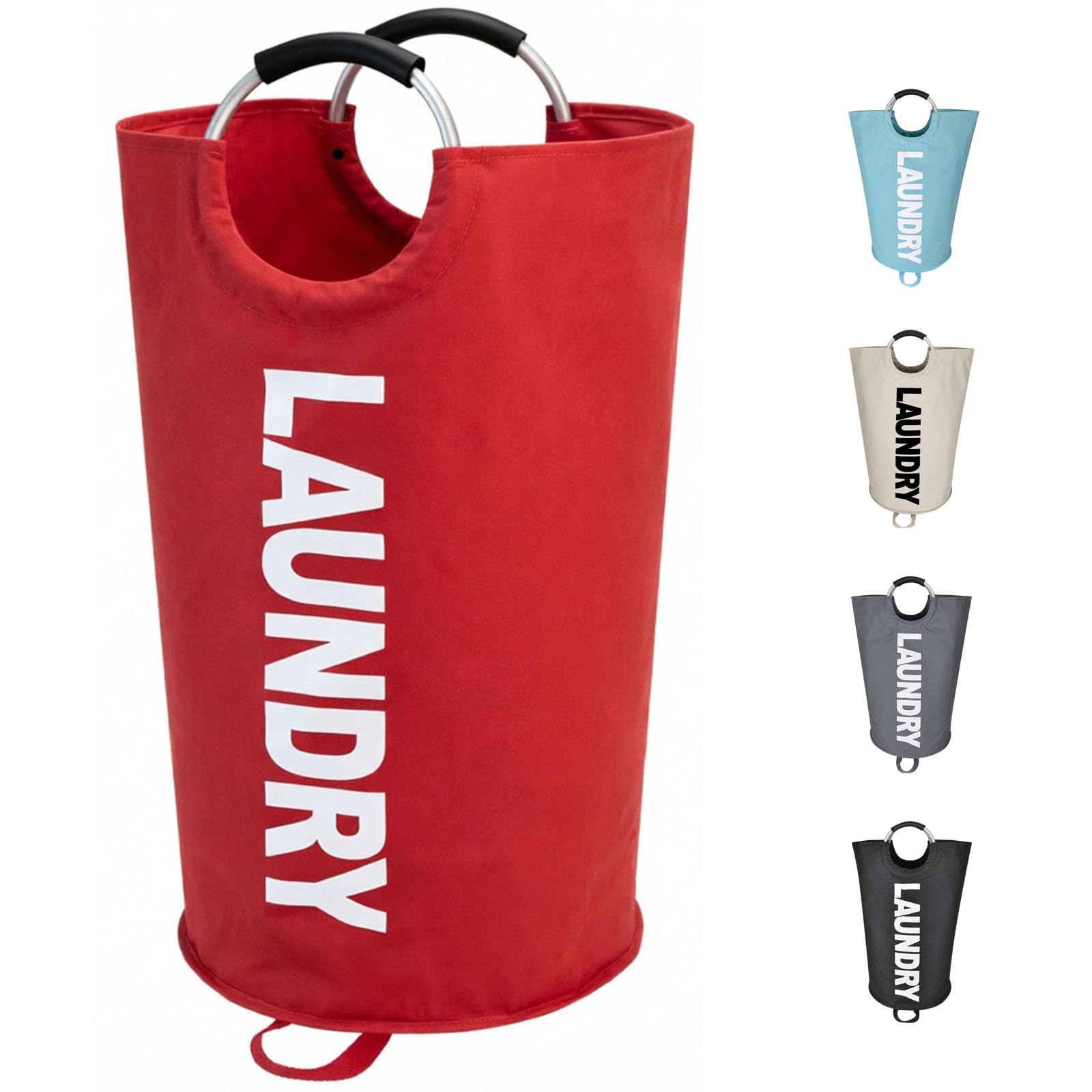 Maxsilan 90L Large Laundry Basket Bag, Collapsible Tall Hamper, Red — image 1