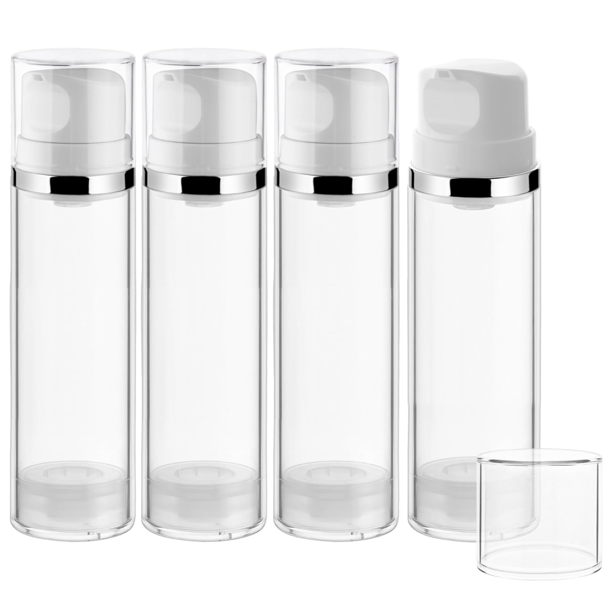 4 Pcs 50ml Airless Pump Jar Refillable Cosmetic Containers