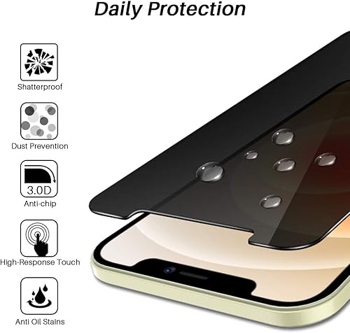 Miniatura 6 de L K Paquete de 2 protectores de pantalla de privacidad L4K diseñados para iPhone 12 y iPhone 12 Pro 5G de 6.1 pulgadas, vidrio templado de alta