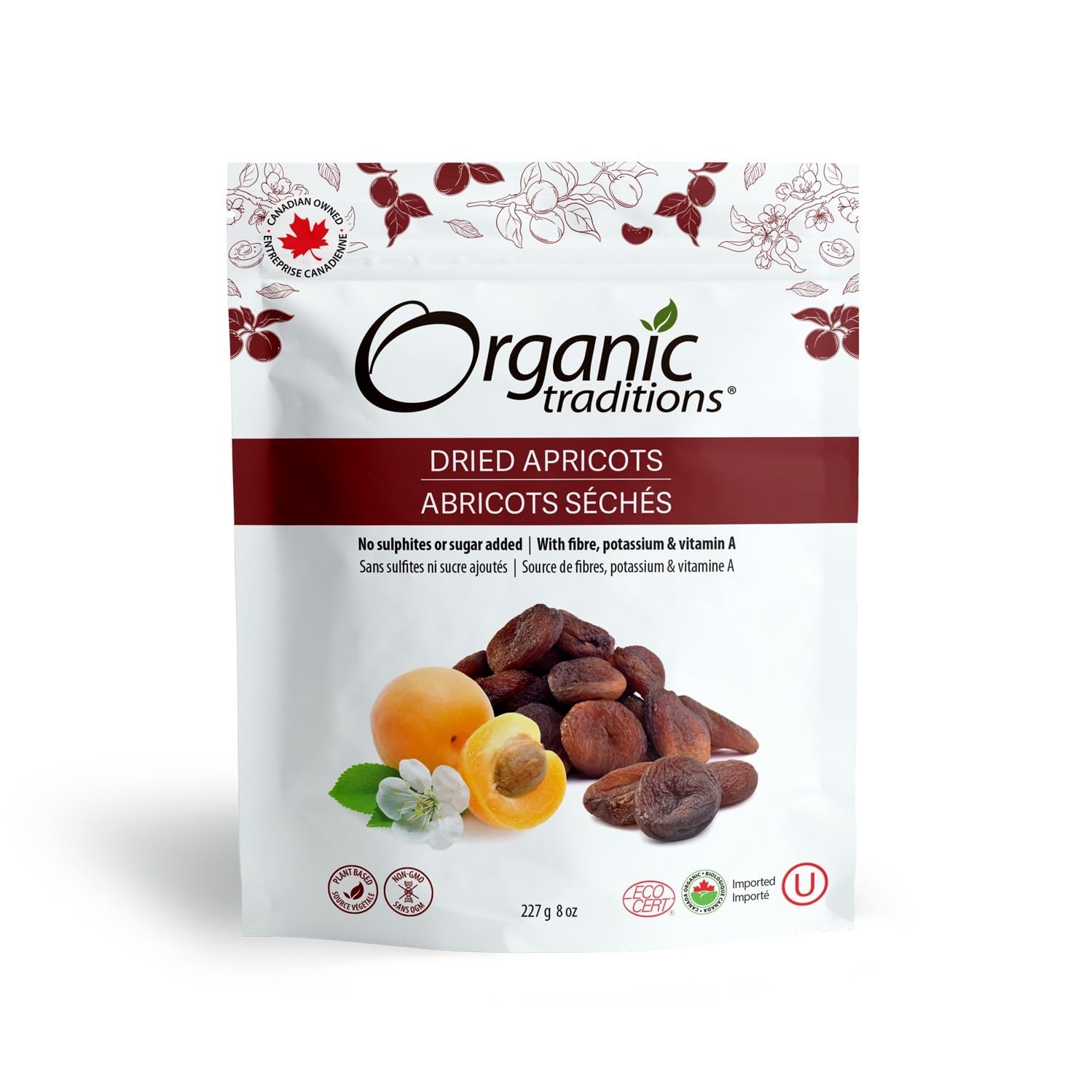 Organic Traditions Dried Apricots, 227 Grams | With Fiber Potassium & Vitamin A | Unsulfured and Naturally Dried | Gluten Free & Sugar Free