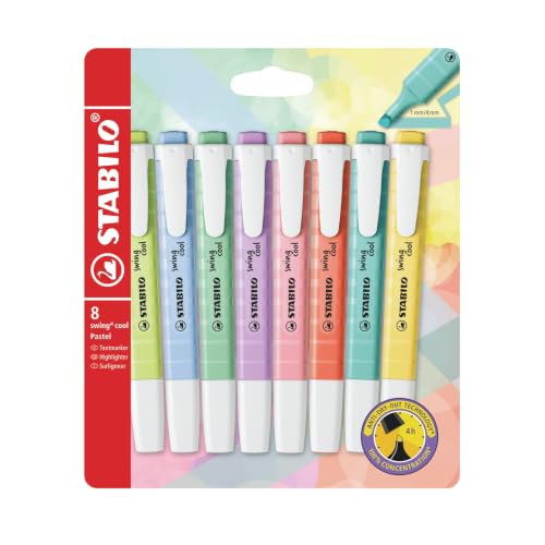 STABILO swing cool Pastel - Evidenziatore - Astuccio da 8 - Colori assortiti