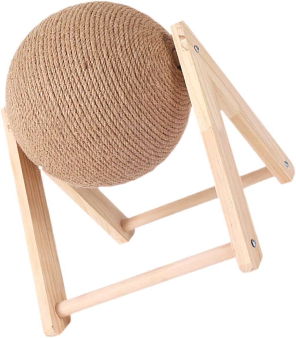 Wakauto Floor Standing Cat Scratcher with Large V-Shaped Wooden Scratching Ball Stable Kitten Scratching Indoor Household Cat