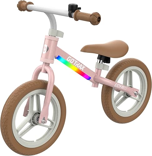 Miniatura 9 de Gotrax KS12 Bicicleta de equilibrio para niños de 2 a 5 años, bicicleta de empuje de 12 pulgadas con luz LED, asiento suave ajustable y manubrio,