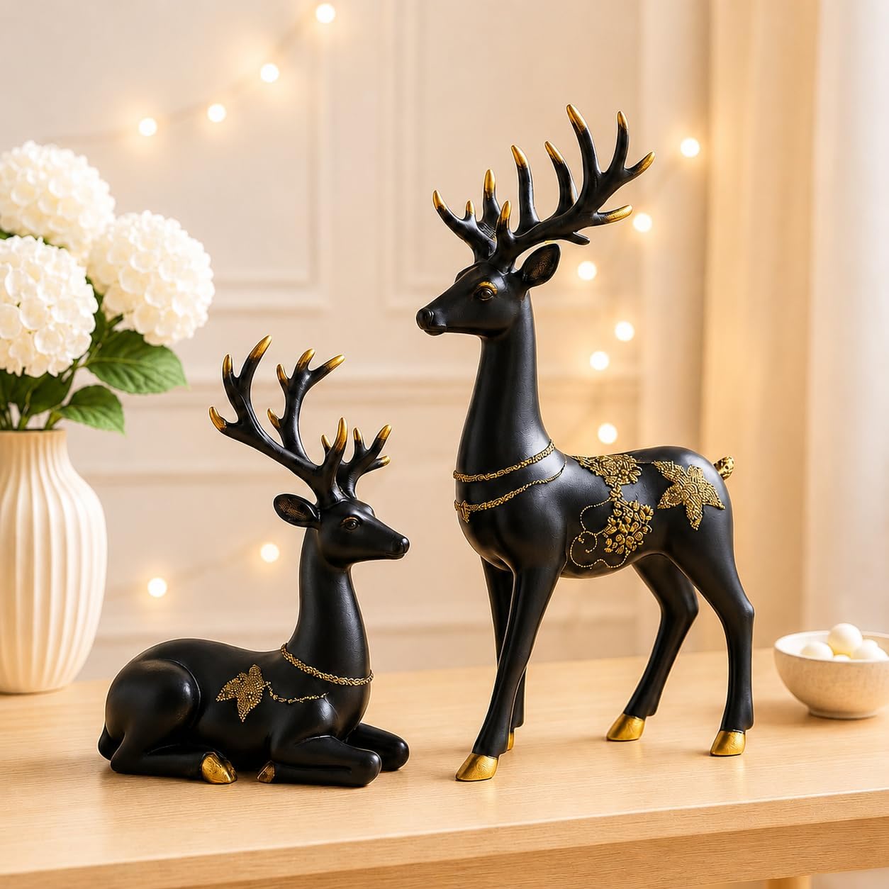 Golden Reindeer Sculptures - Home Decor -15