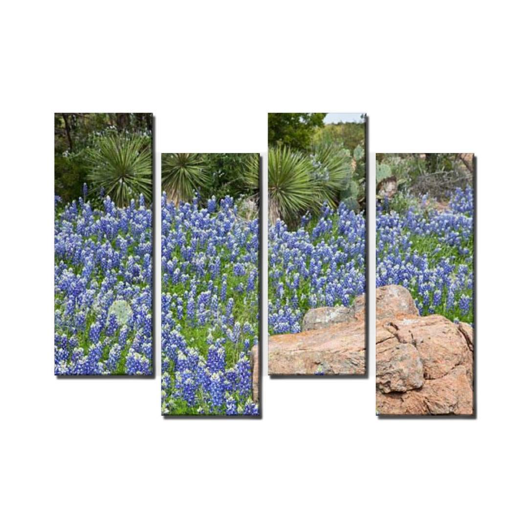 Wocatton Patch of Texas Bluebonnets at Inks Lake State Park Wall Art Background Decor Pictures Print On Canvas Art Stretched and Framed Perfect Home Decoration
