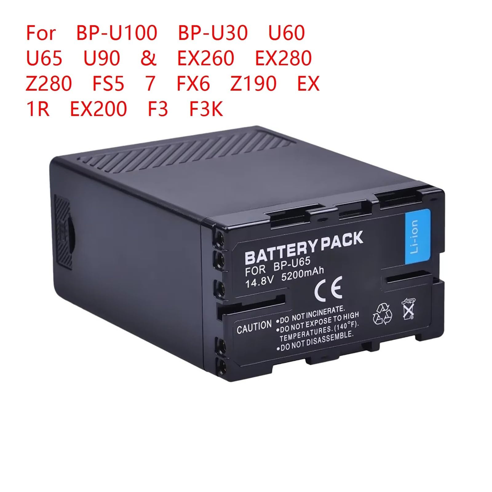Batería BP-U65 For BP-U100 BP-U30 U60 U65 U90, Compatible con Sony, For EX260 EX280 Z280 FS5 7 FX6 Z190 EX1R EX200 F3 F3K