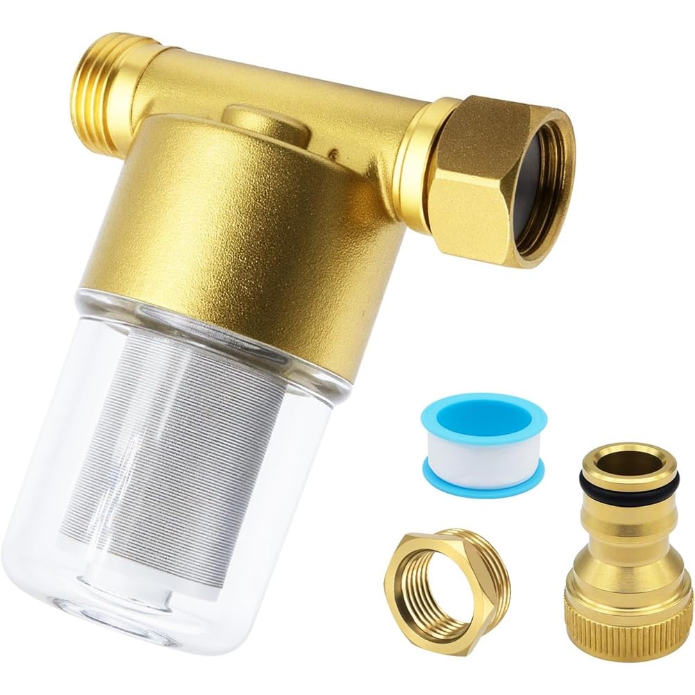 Hndhbfgrt Brass 40- Reusable Inline Sediment Filter-Universal Fit for Washing Machine, Shower, Garden Hose& Well Water