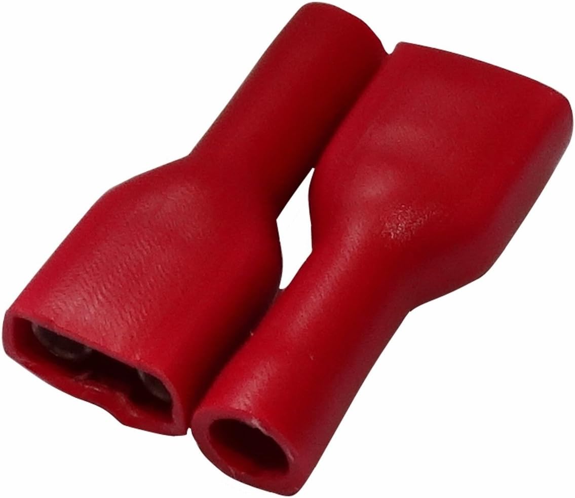 AERZETIX: 10x Terminales electricos Planos Hembra 6.3mm 0.8mm 0.5-1mm² Aislado Rojo C11714