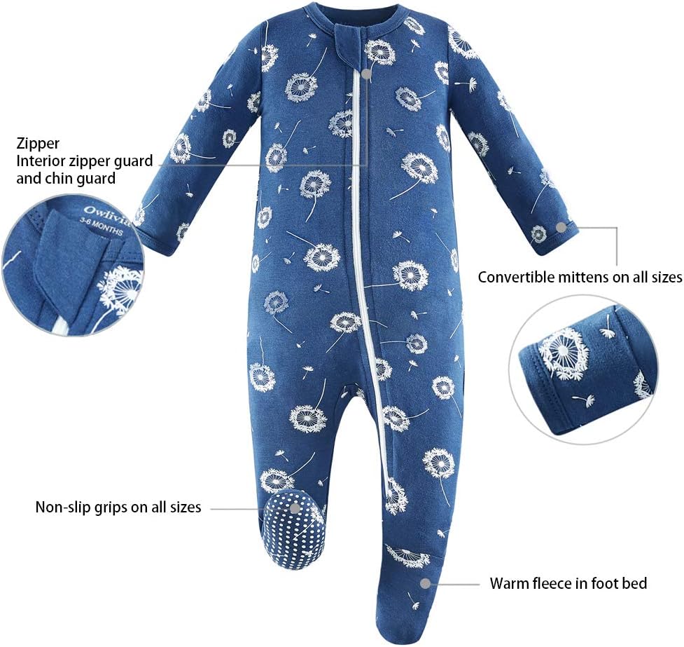 Owlivia Rayon Made from Bamboo Baby Boy Girl Sleep 'N Play, Zip Front Non-Slip Footed Sleeper Pajamas - Image 5