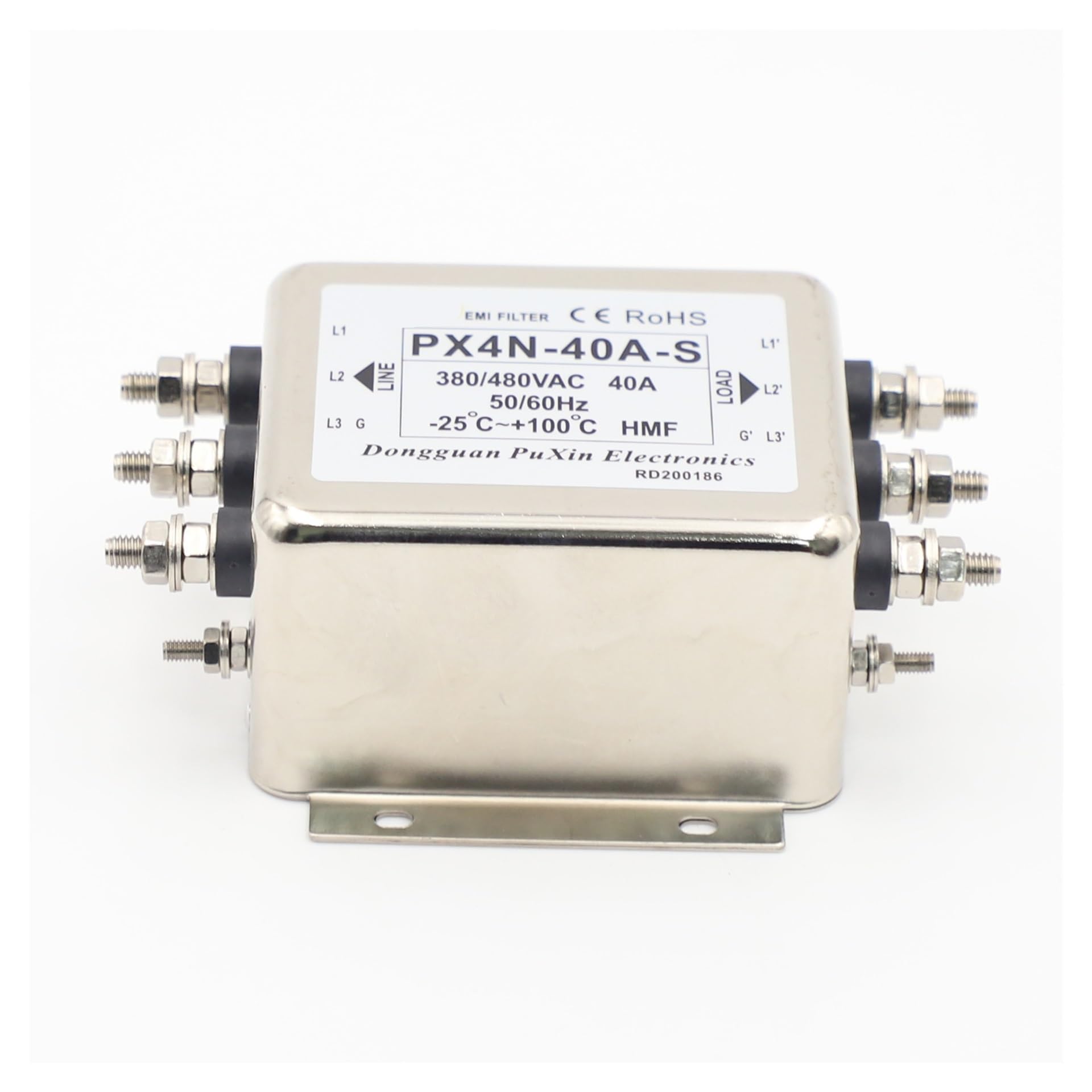 Filtro trifásico PX4N-40A-S soluciona interferencias de servo de frecuencia variable 40A 380VAC