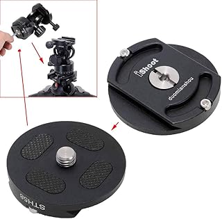 Tripod Head Clamp Mount Converter Quick Release Adapter for Cantilever Head, Fluid Head, Ball Head, Tripod Heads with Circular Bottom and 3/8 Screw Hole, Bottom is Arca-Swiss Fit Camera QR Plate