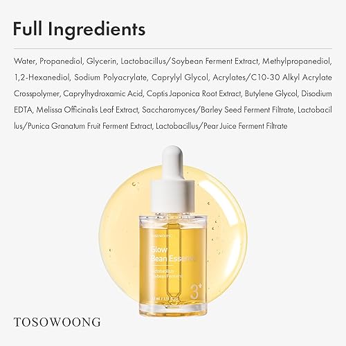 Miniatura 6 de TOSOWOONG - Esencia Glow Bean, 33 ml1.11 oz, extracto fermentado de soya 31025 ppm, glass skin, exfoliante, hidratante, radiante, humectante,