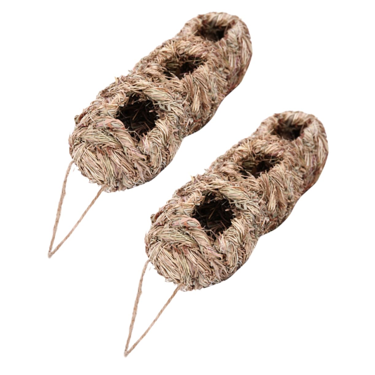 Nids oiseaux paille faits main x2 : nichoirs extérieurs portables pour petits oiseaux de jardin