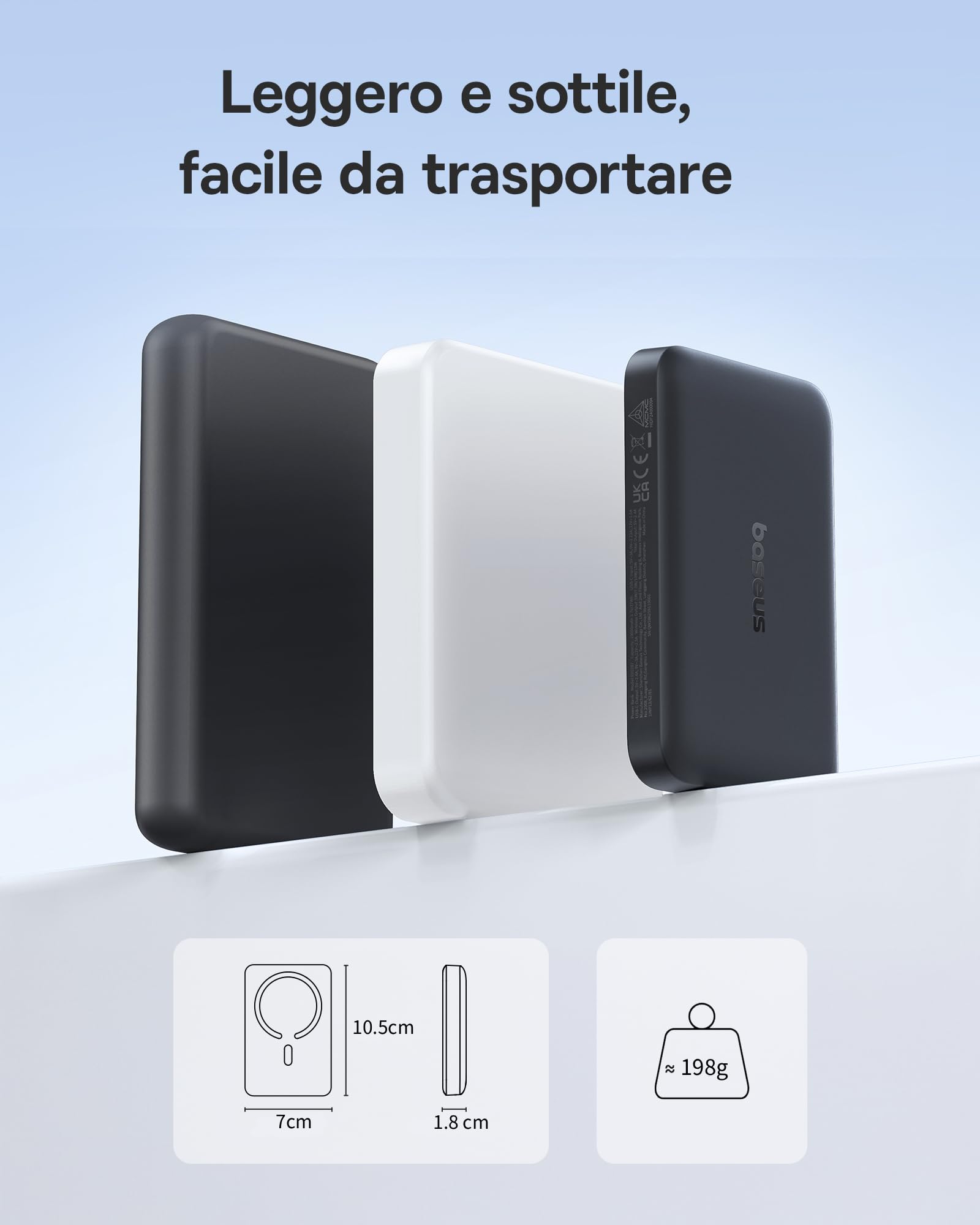 Baseus Enerfill MagSafe Power Bank 10000 mAh 30W USB C Magnetic Power Bank, Batterie Esterne senza Fili, Mini Power Bank Compatibile con iPhone 17/16/15/14/13/12/Pro/Pro Max, Nero (FM11) - 3