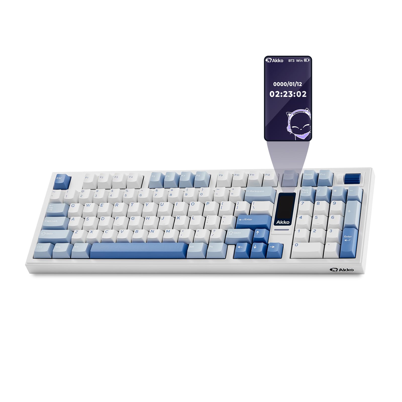 Akko 5098B Tastiera da gioco wireless con schermo, tastiera meccanica sostituibile a caldo con rotella di scorrimento, tastierino numerico, tastiera con guarnizione RGB, interruttore pre-lubrificato