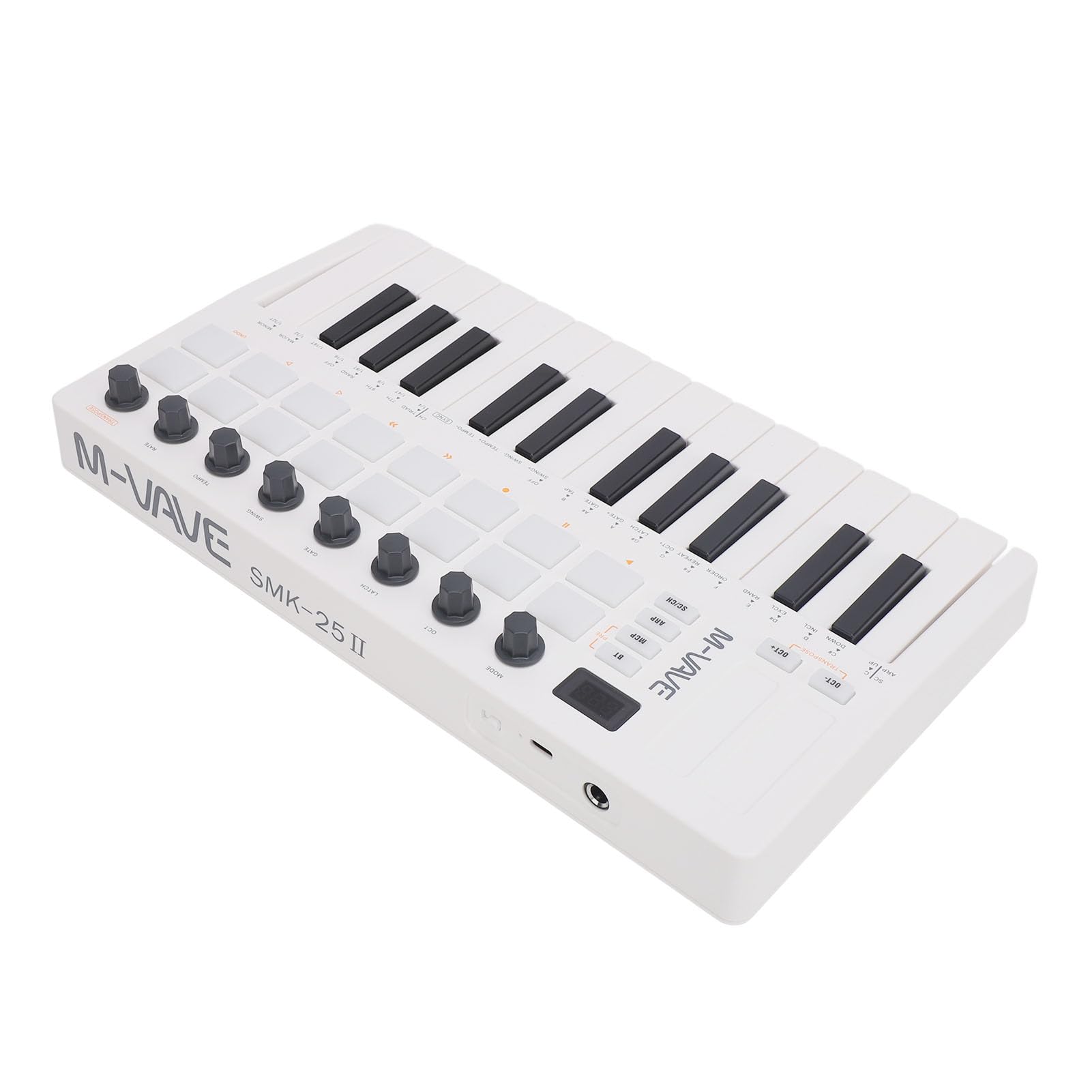 Alomejor Controlador de Teclado MIDI, 25 Teclas USB Alimentado BT Sem Fio Com Teclas