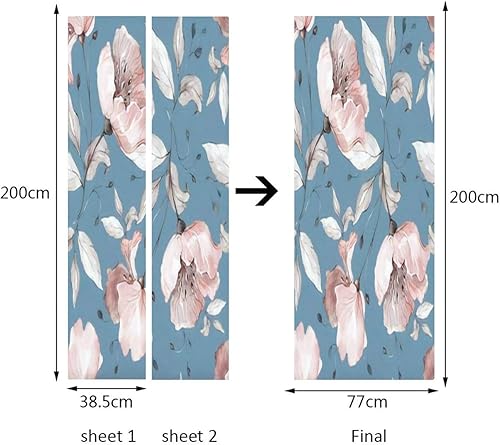 Miniatura 4 de Calcomanía 3D para puerta, patrón sin costuras con flores y hojas de primavera, fondo dibujado a mano, calcomanías de puerta, adhesivo extraíble,