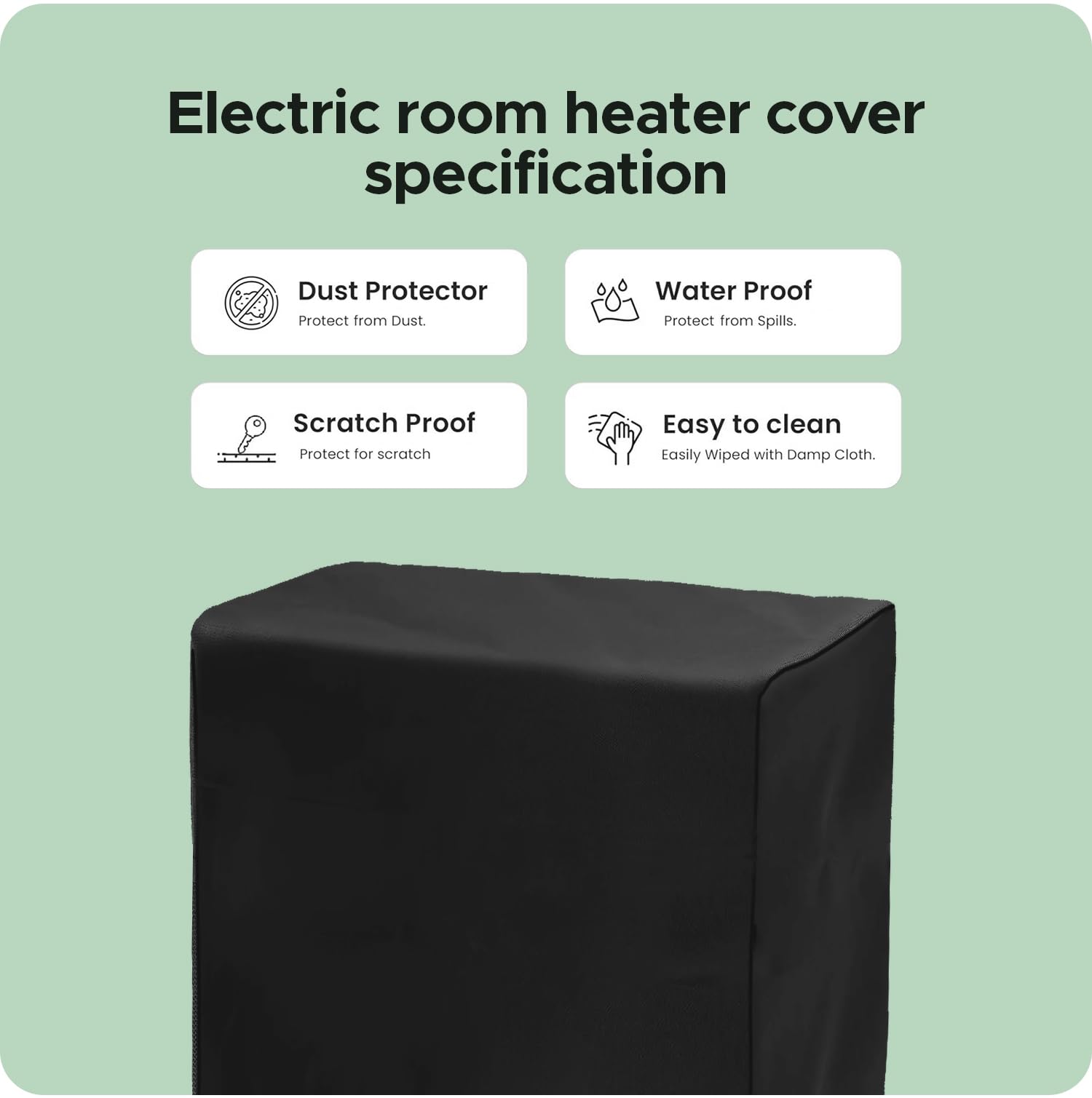 Encasify Electric Room Heater Cover | Dustproof and Scratch Proof Room Heater Cover | Nylon Material Cover | Black 2