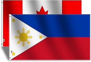 Canada&Philippines Flag Large 3x5 Ft, Moderate-Outdoor Both Sides 100D Polyester,Canvas Header and Double Stitched - 3' x 5' Canadian Filipino Philippine National Flags