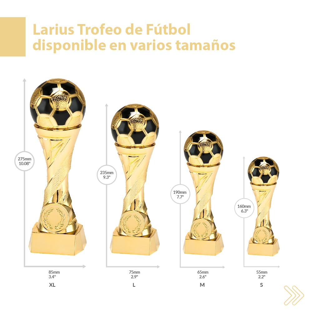 Larius Trofeo de fútbol en Oro y Plata con Grabado Personalizado - 2