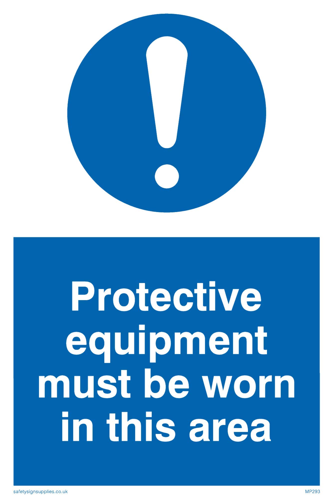 Viking Signs MP293-A6P-3M "Protective Equipment Must Be Worn In This Area" Sign, 3 mm Rigid Plastic, 150 mm H x 100 mm W