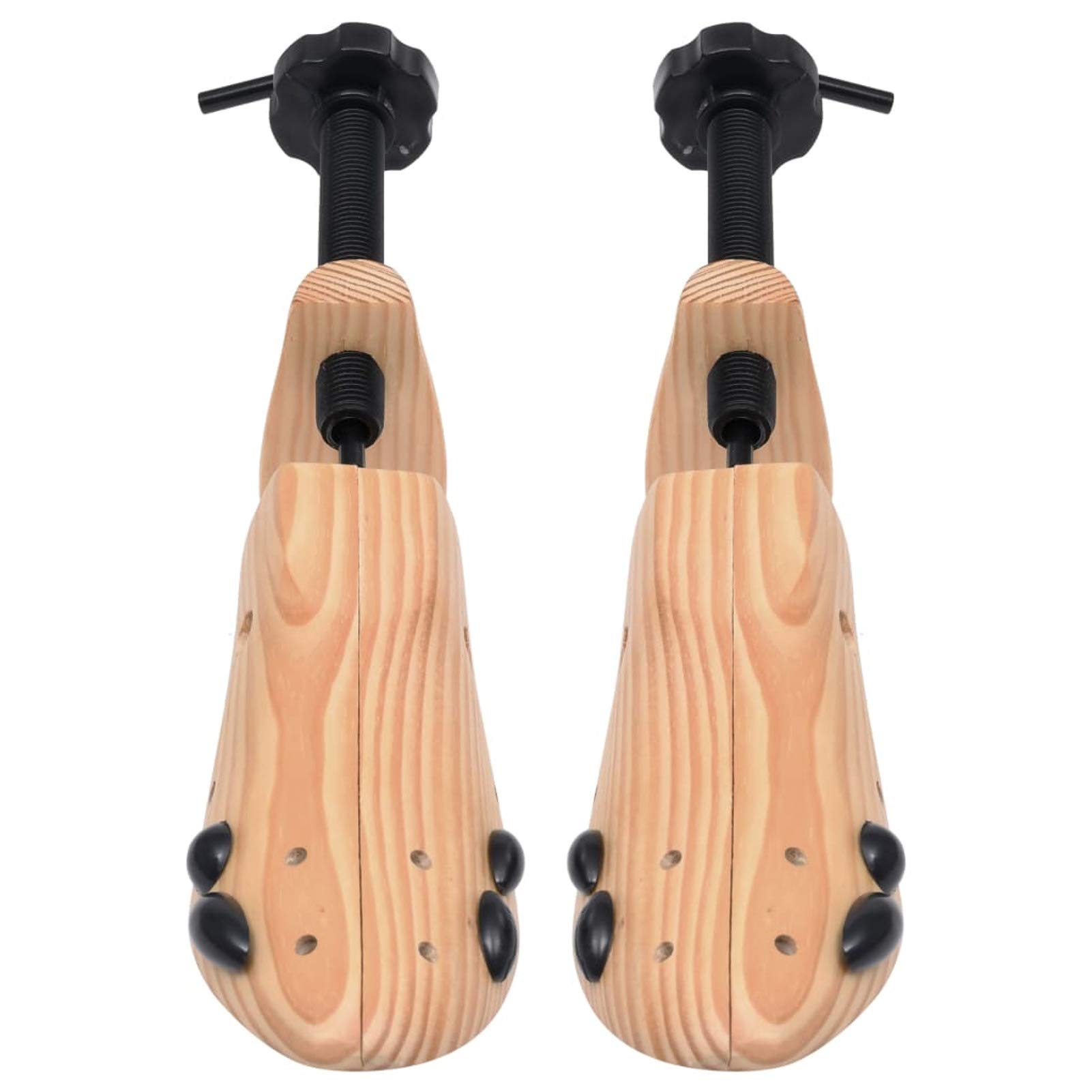 Tendiscarpe in legno massello di pino, regolabili in lunghezza e larghezza con manopola e gancio L, 12 fori e 8 tappi per alluce valgo, dimensioni 39,2 x 7,6 x 6 cm, misura 41-46, per scarpe da uomo e