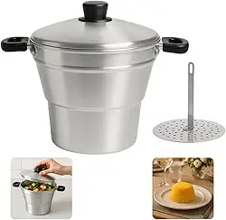 Cuscuzeira Alumínio Polido N16 2.2L Panela Cuscuzeiro Vapor Cuscuz Cozimento Rápido Compacta Leve Fácil Limpeza Utensílio Culinário Panela Vapor Alumínio Polido Cuscuzeira Doméstica Cozinha Cuscuz