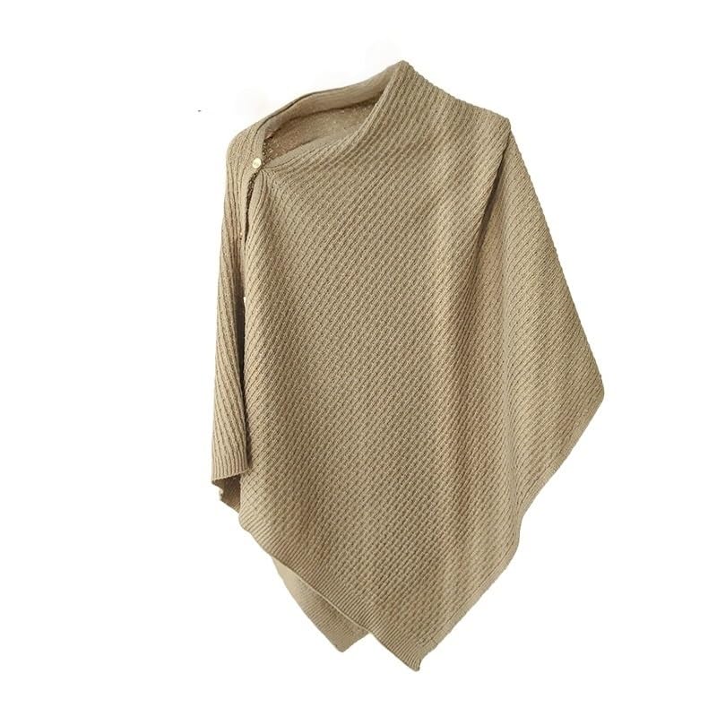 LIUYUYOUGO Stola Damen Festlich Damen Poncho Mit Knöpfen Mehrwegig Gestrickt Schal Kaschmir Gefühl Wickeltuch Für Den Winter Modisches Kariertes Strickmuster Cape Pullover Elegant Weich Warm Scha