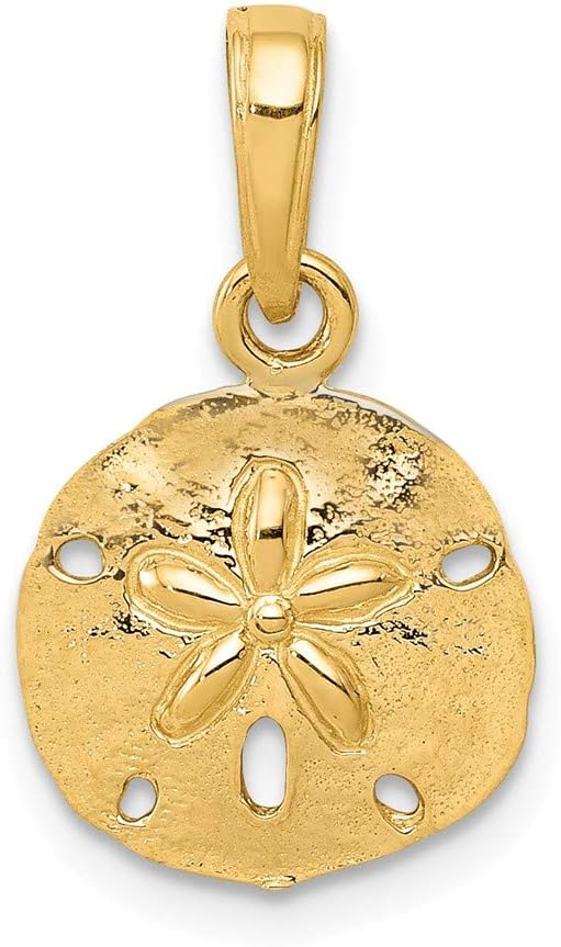 Solid 14K Gold Polished Sand Dollar Pendant