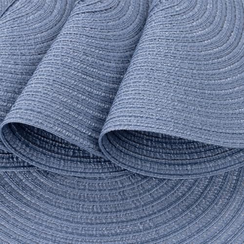 SHACOS 33cm Round Placemats Set of 4 Braided Woven Place Mats Heat Resistant Table Placemats Round Table Mats for Kitchen Dining Home Restaurant, Blue - Image 4