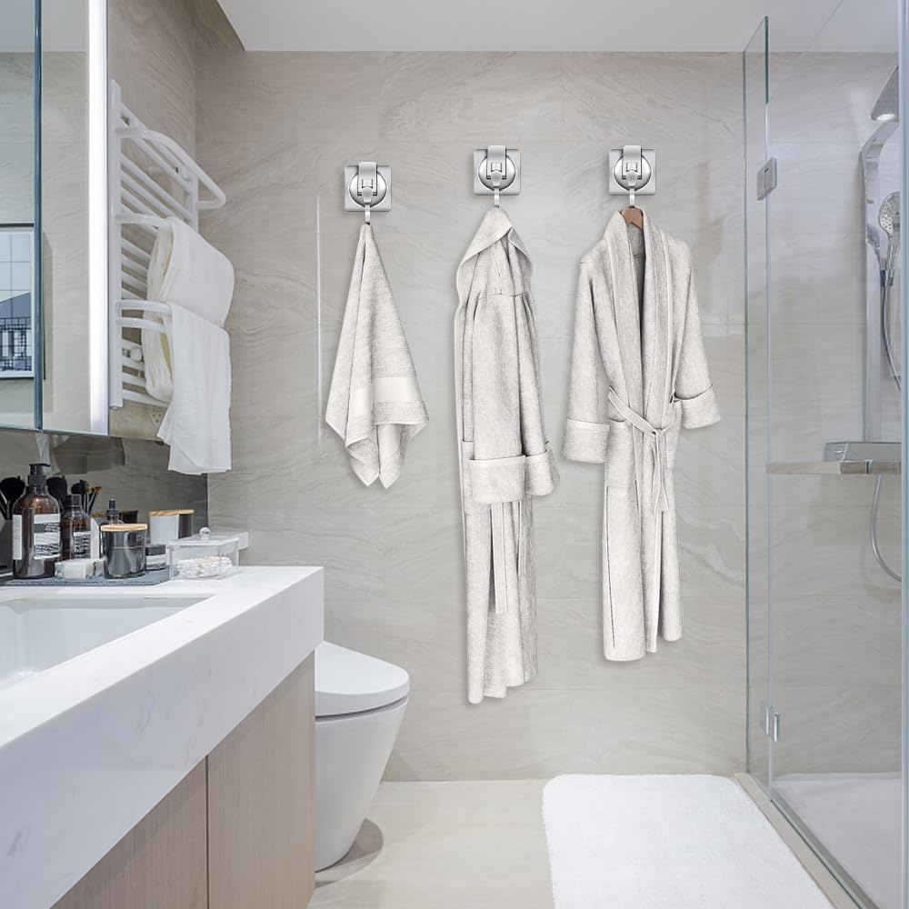 Ganci a Ventosa per Bagno Resistenti, 3 Pezzi Gancio Ventosa Forte Senza Foratura Ganci Muro per Appendere Porta Ventosa Ganci Portasciugamani con Ventosa Ganci per Asciugamani Ventosa Doccia Cucina