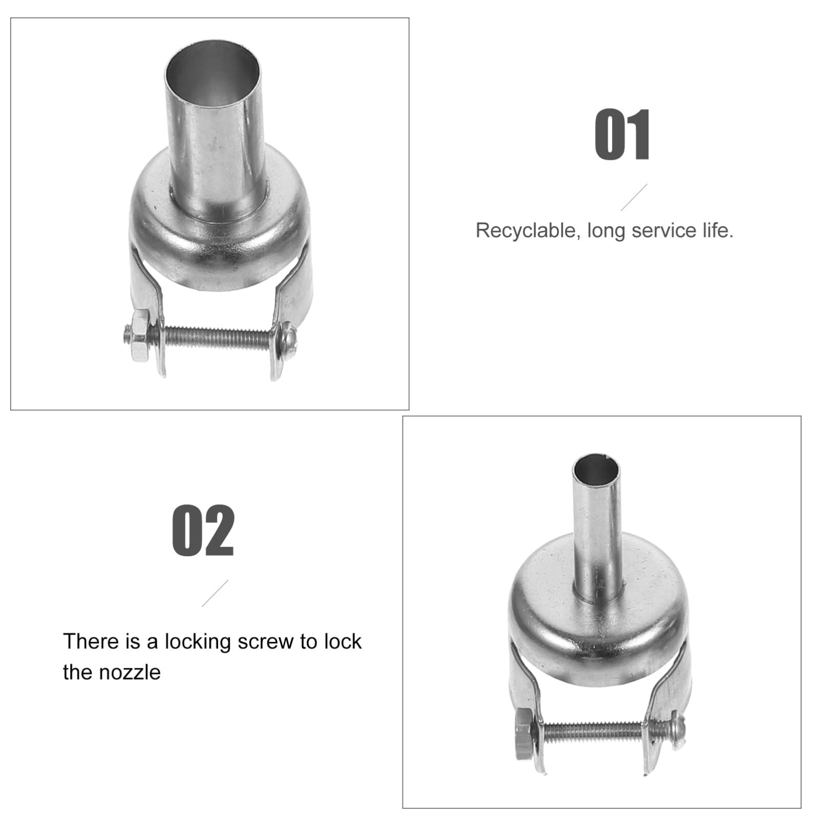 STOBAZA Soldering Station Nozzles 8pcs Hot Air Nozzles Hot Air Soldering Parts Stainless Steel Construction