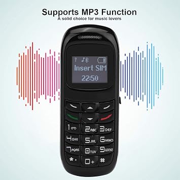 Mini Cell Phone, VBESTLIFE Over Ear Message MP3 Player, Wireless, Portable, Lightweight, Ultra Small Cell Phone, Backup Phone, Universal IOS Compatible, Android Black
