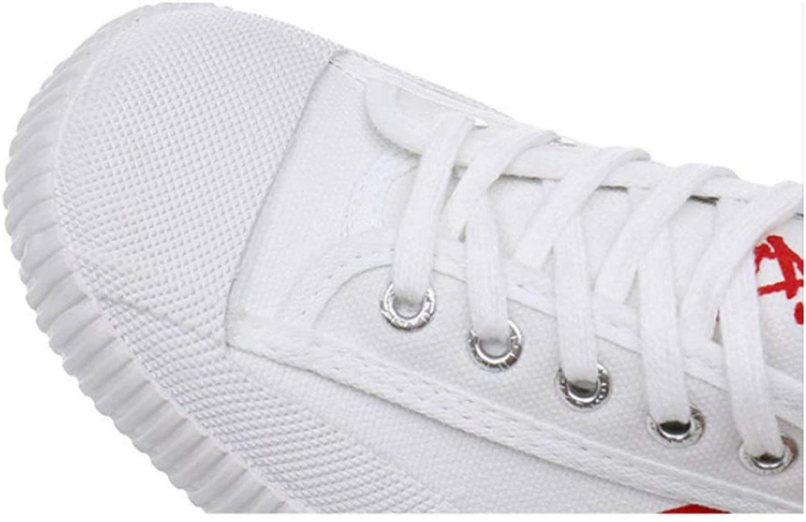 ZKHD Chaussures WU Shu Kung Fu, Chaussures d'arts Martiaux Shaolin Monk, Chaussure Tai Chi Unisexe Toile Anti-Slip Baskets Qigong, White-45