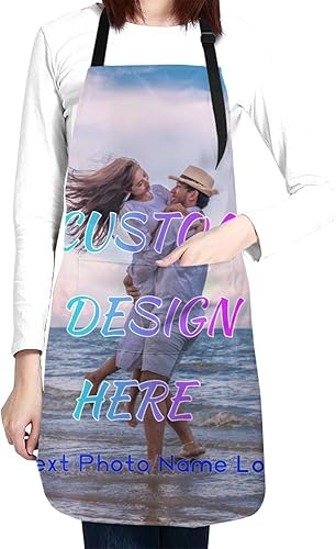 Miniatura 56 de Delantal personalizado para hombres y mujeres, delantal ajustable unisex con bolsillos, delantales personalizados para cocinero y chef Cocina