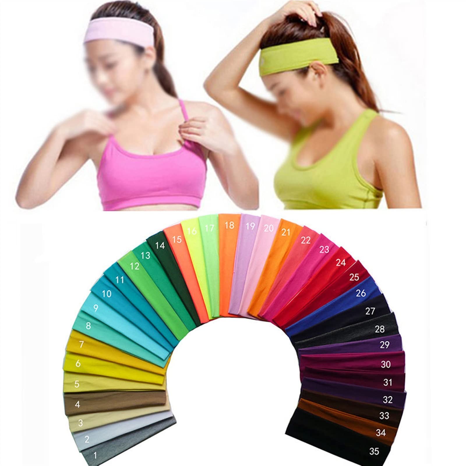 Cinta para el Pelo Paquete de 35 Diademas elásticas for Mujeres, Entrenamiento, Yoga, Correr, Deportes, Bandas for el Cabello, Accesorios for el Cabello Diademas