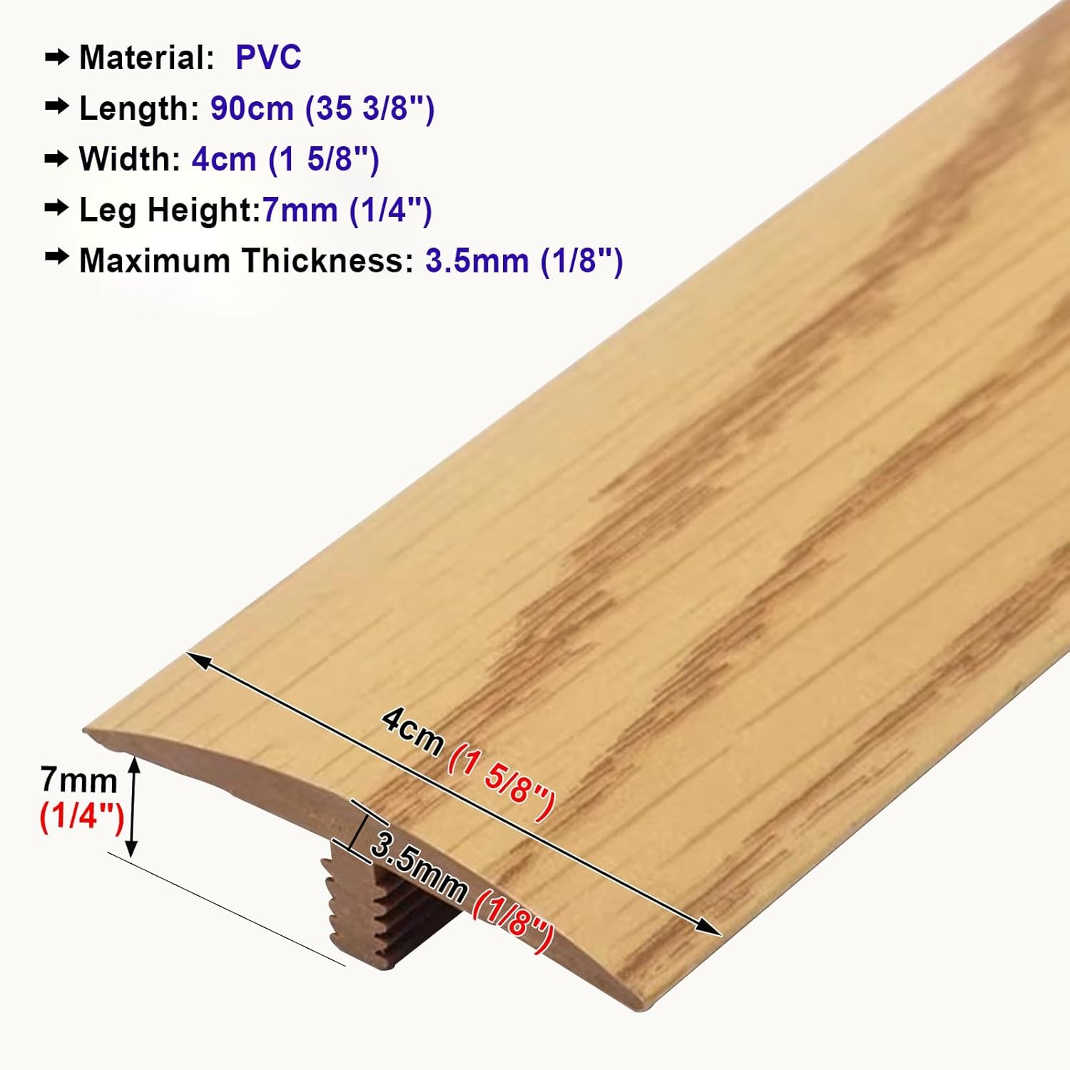 Door Threshold, Floor Transition Strip Self-Adhesive T-Shaped Flooring Strips, Non-Slip Threshold Gap Joining Cover